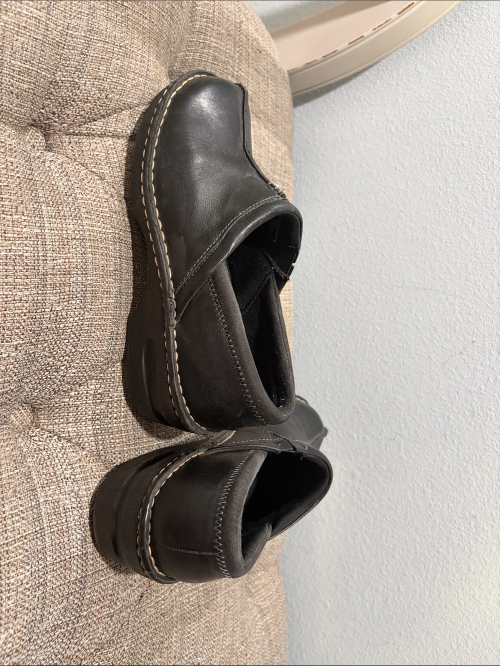 Eastland Black Leather Slip-On Clog Mules